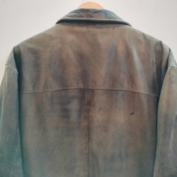 VTG Hunt Club Brown Leather Bomber Jacket Mens Size Big 48R Retro 80s Aviator - Picture 11 of 16